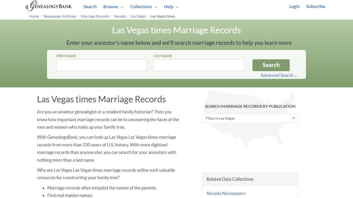 Las Vegas times Marriage Records Online Search